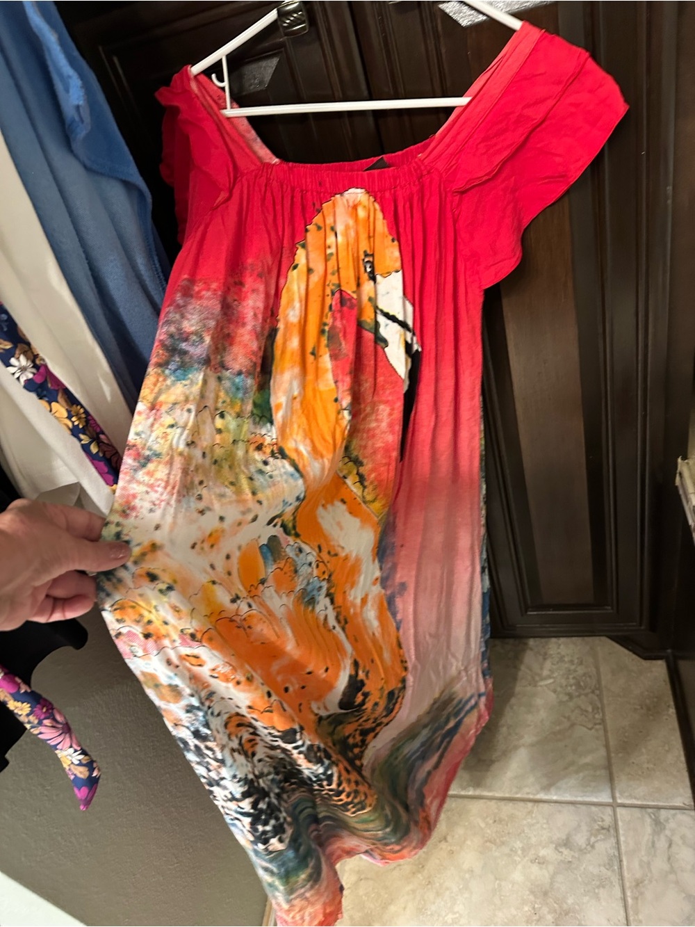 Hilo Hattie Red Tropical Print Maxi Skirt